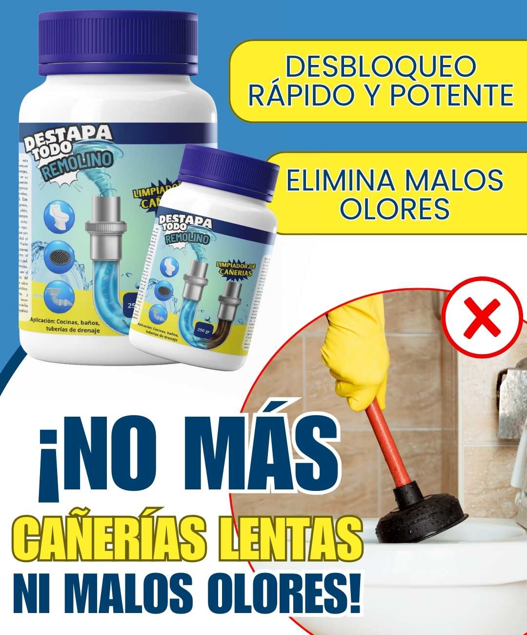 TURBODRENO™ – Desatasca Cualquier Tubería en 5 Minutos o Menos
