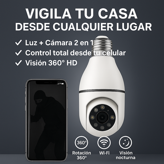 CamGuard 360™ — Ilumina y protege tu hogar en segundos